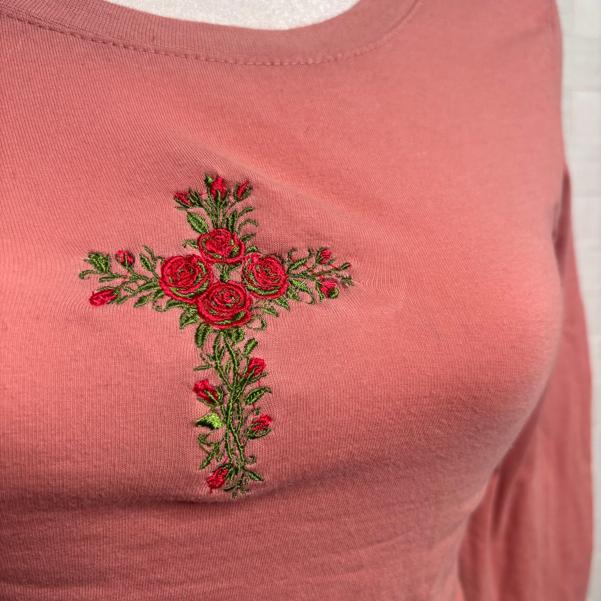 Roses Cross Embroidered Top ✝️