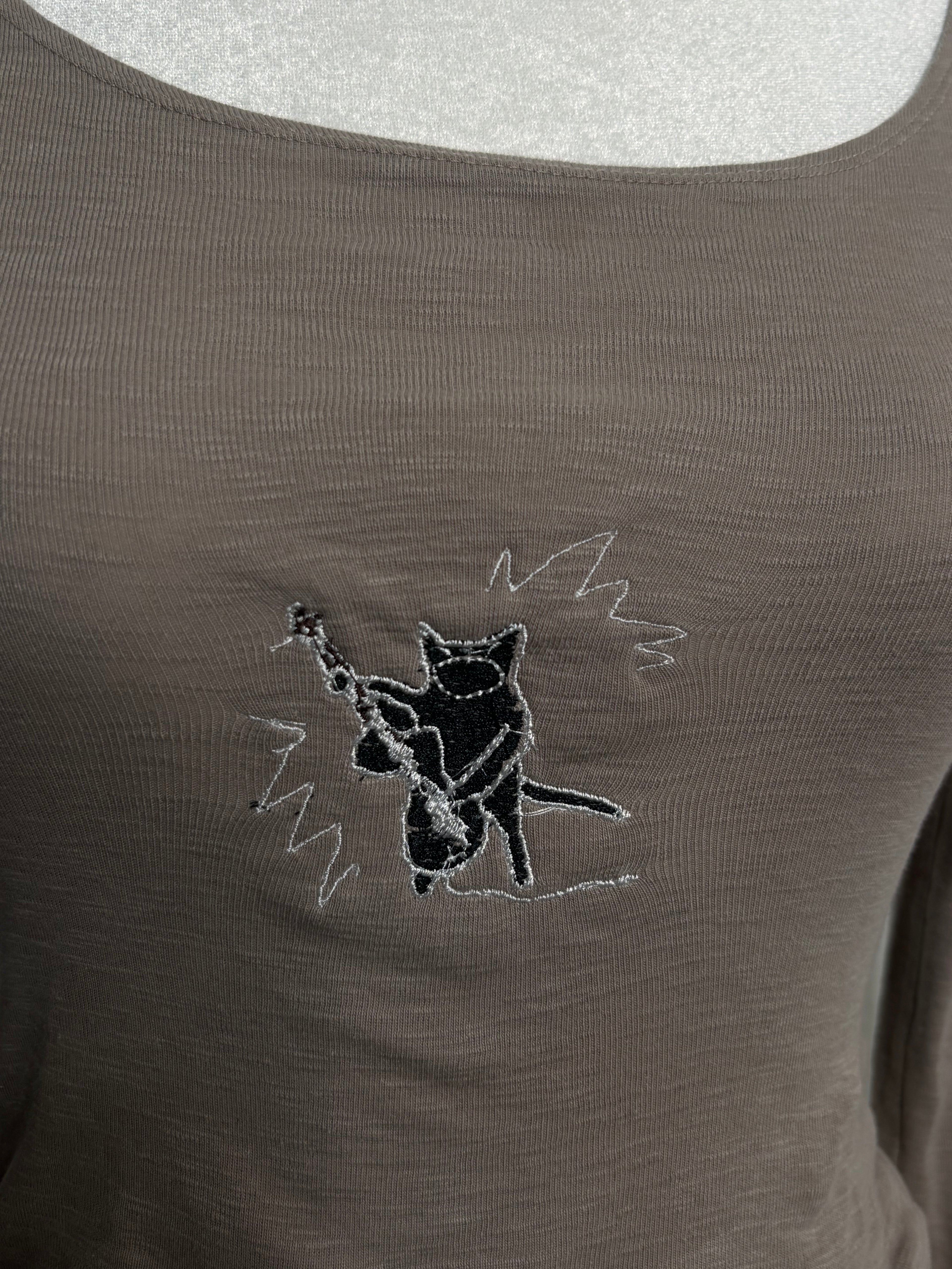 🎸 Let the Chaos Play Embroidery Top 🐈‍⬛