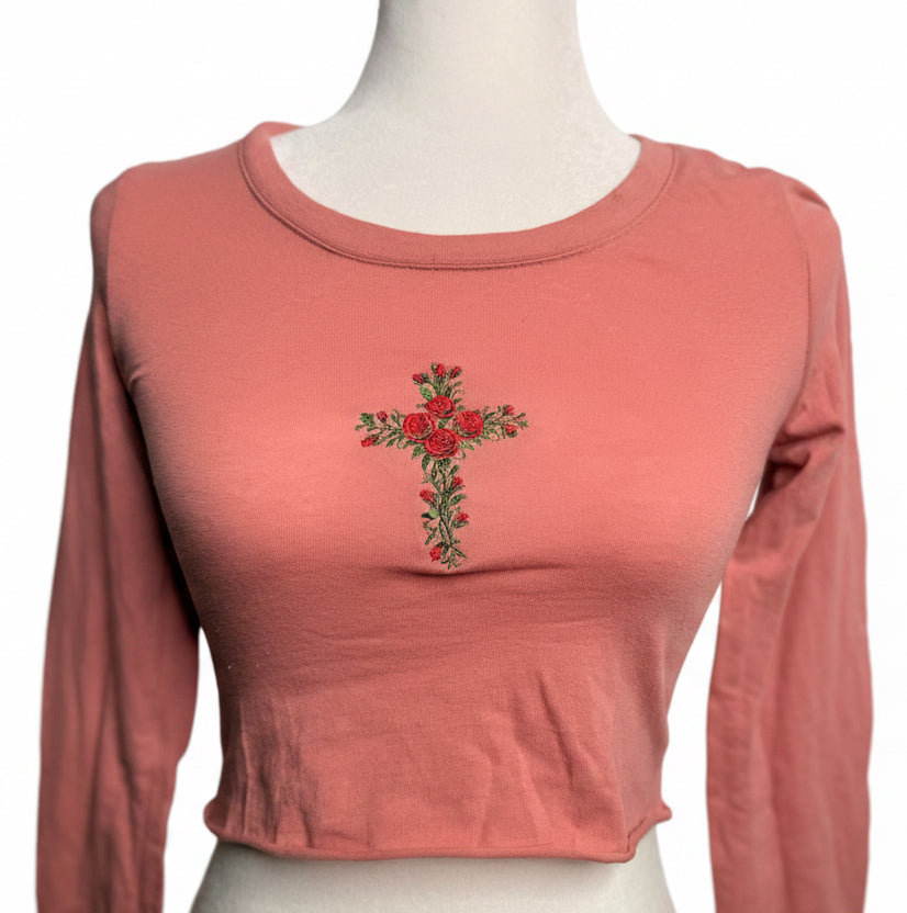 Roses Cross Embroidered Top ✝️