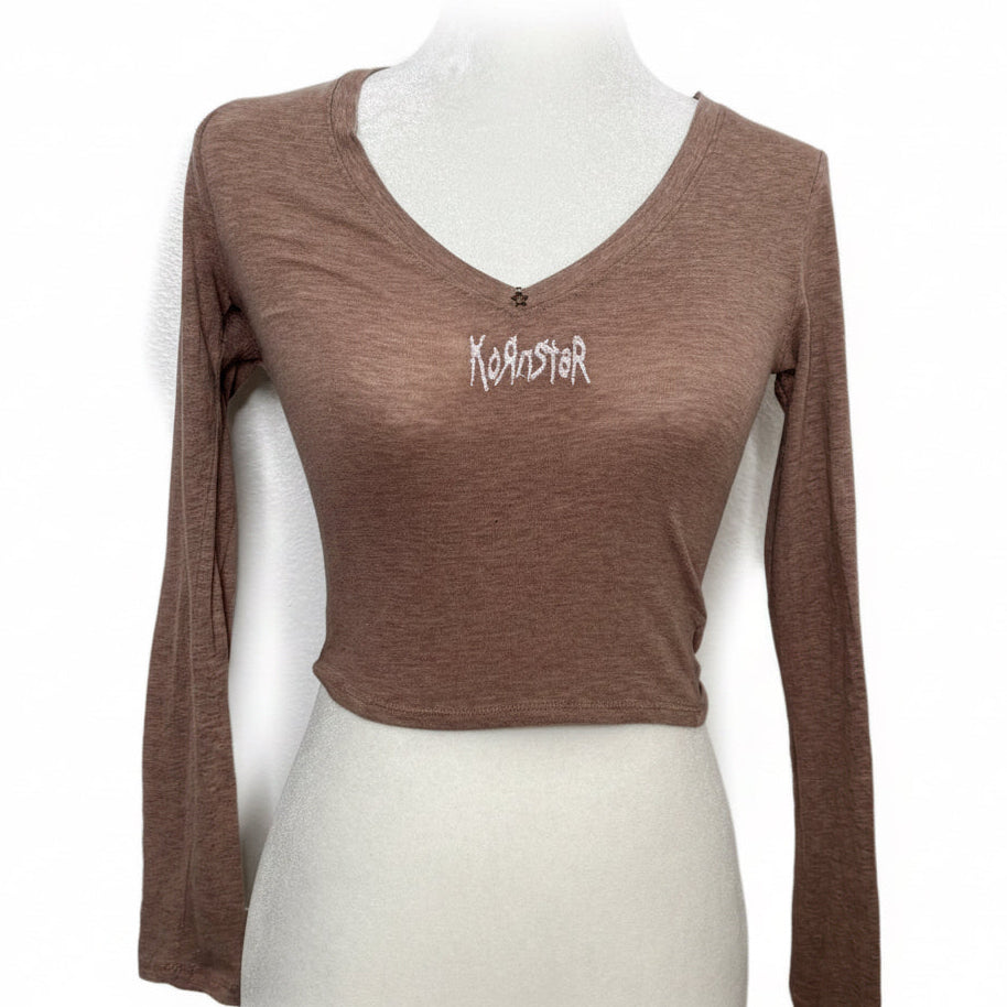Kornstar Embroidered Brown Top 🎸⭐️