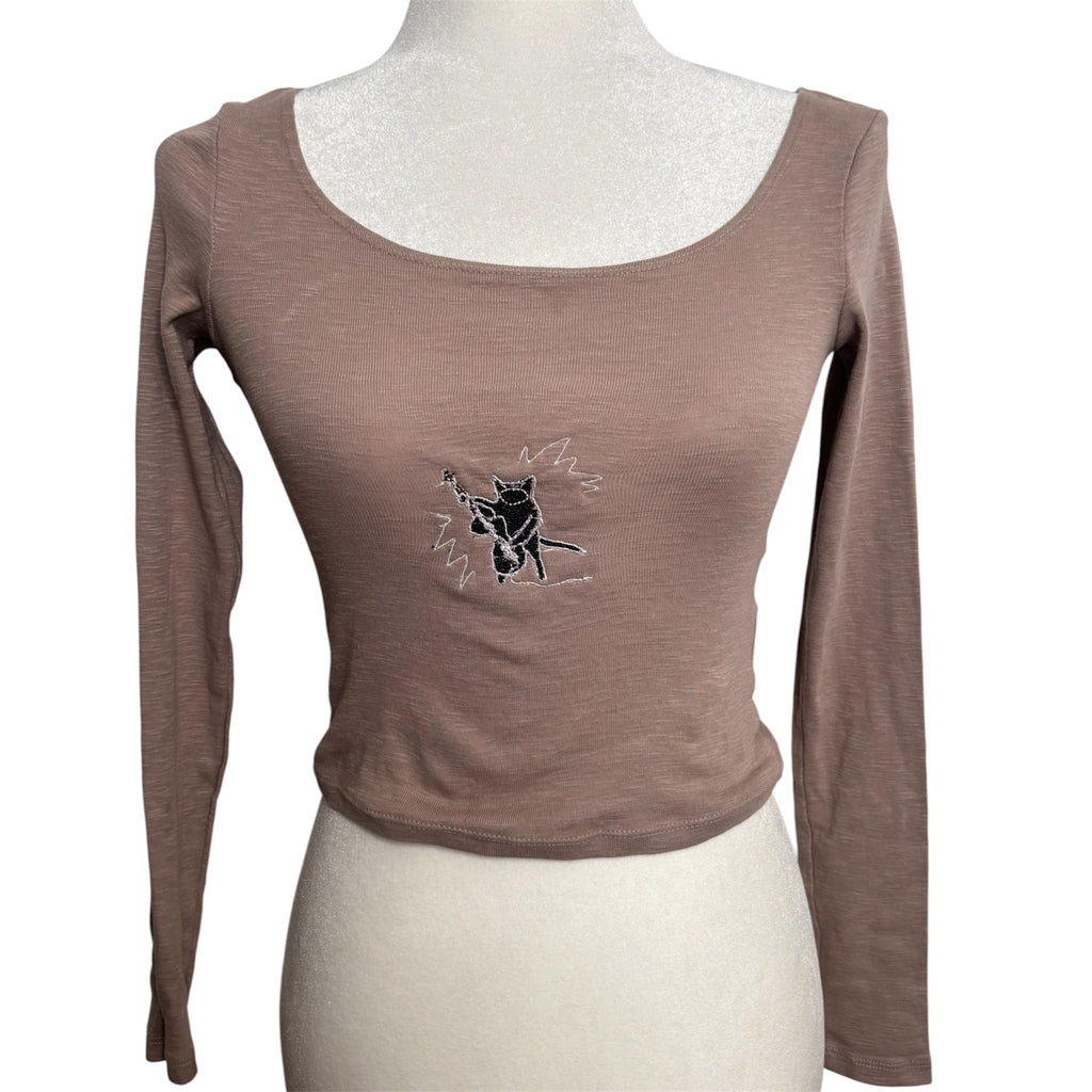 🎸 Let the Chaos Play Embroidery Top 🐈‍⬛