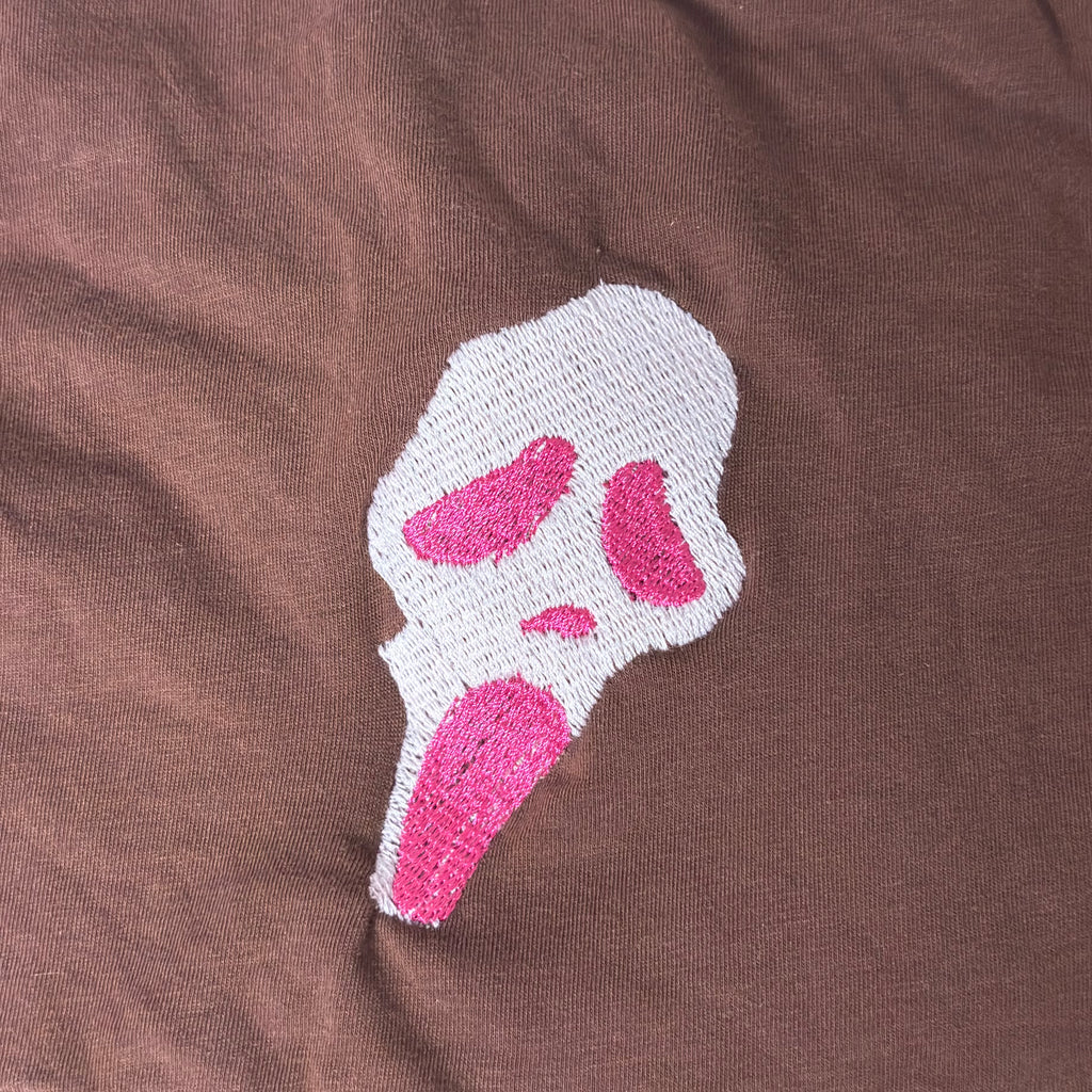 Pink Ghosty Face Horror Embroidered Top💕👻