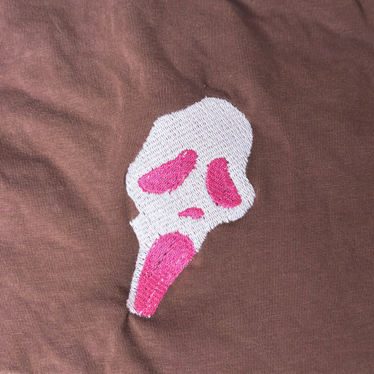 Pink Ghosty Face Horror Embroidered Top💕👻