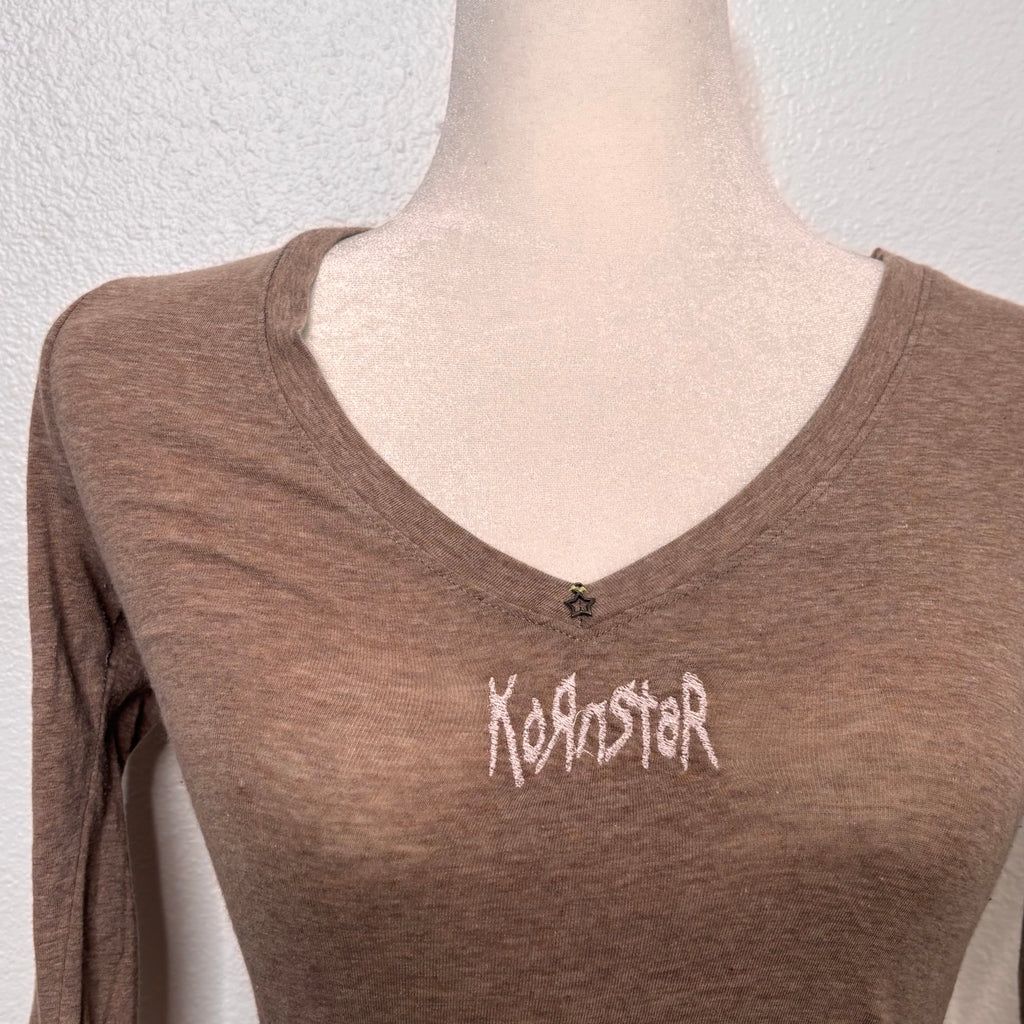 Kornstar Embroidered Brown Top 🎸⭐️